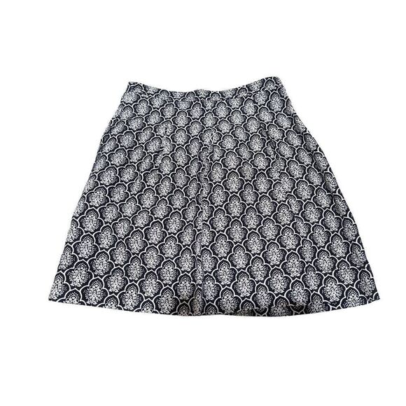 Ann Taylor LOFT Women's 2 Black Cream Damask Tapestry Linen Blend Zip Mini Skirt - Picture 1 of 6